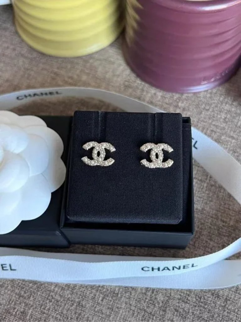 Chanel Gold Earrings Timeless Chic Cc Logo